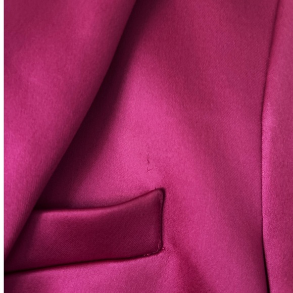 Veronica Beard Empire Dickey Satin Blazer in Fuchsia Pink - Picture 11 of 12